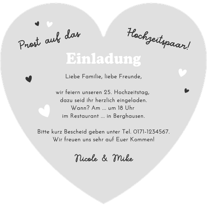 Silberhochzeit Fotocollage Herzkarte Einladung Jubiläum Rückseite