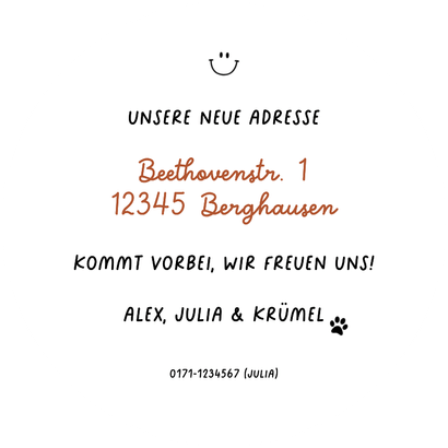 Umzugskarte 'Geschafft' Rückseite
