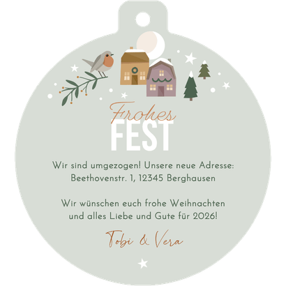 Umzugskarte Weihnachtsdorf 'New Home' Rückseite