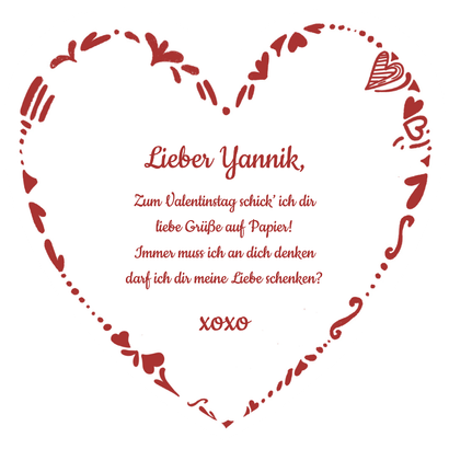 Valentinskarte Herzform Liebe International Sprachen  Rückseite
