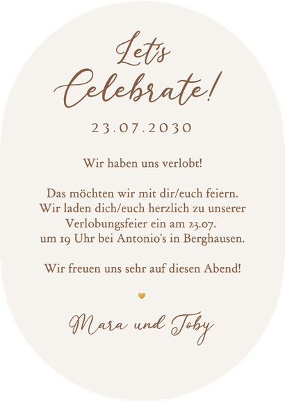 Verlobungskarte Einladung Boho Trockenblumegesteck oval Rückseite