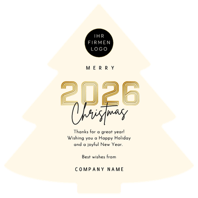Weihnachtsbaum-Karte 2026 'Merry Christmas' modern Rückseite