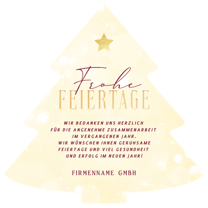 Weihnachtsbaumkarte dunkelrot mit Logo  Rückseite