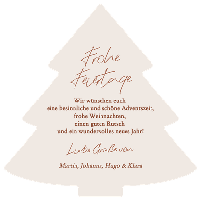 Weihnachtsbaumkarte mit Foto und Lichterkette Rückseite