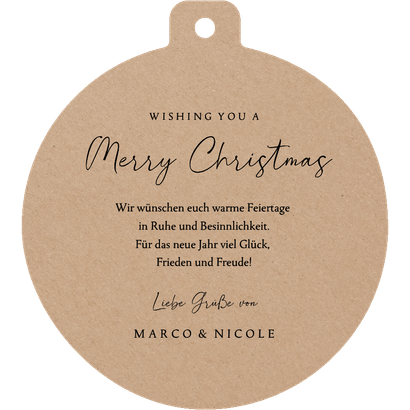 Weihnachtsbaumkugel Foto Kraftpapier Weihnachtskarte Rückseite