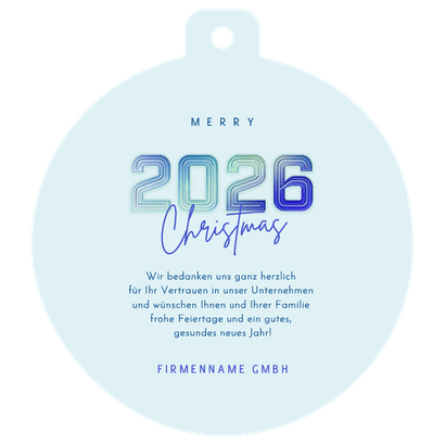Weihnachtsgrüße Weihnachtskugel-Kartenform modern 2026 Rückseite