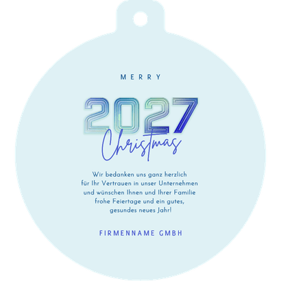 Weihnachtsgrüße Weihnachtskugel-Kartenform modern 2027 Rückseite