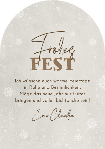 Weihnachtsgrußkarte Igel mit Mütze im Schnee Bogenkarte Rückseite