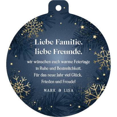 Weihnachtskarte 2026 'frohes Fest' als Weihnachtskugel Rückseite