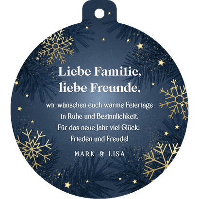 Weihnachtskarte 2027 'frohes Fest' als Weihnachtskugel Rückseite