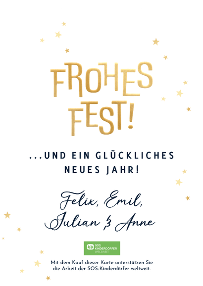 Weihnachtskarte Bogen 'Lichtblicke' Foto SOS Kinderdörfer Rückseite