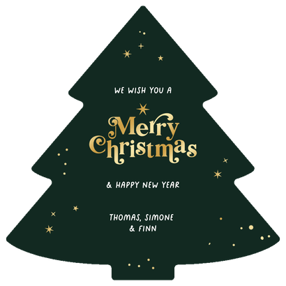 Weihnachtskarte Foto im Weihnachtsbaum 'Merry Christmas' Rückseite