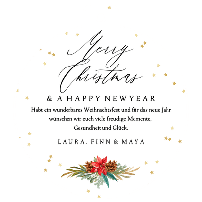 Weihnachtskarte Foto Weihnachtskranz Kugelform Rückseite