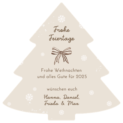 Weihnachtskarte Fotocollage Tannenbaum mit Schleifen Rückseite