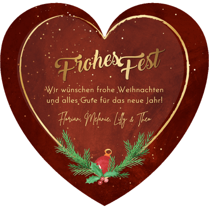 Weihnachtskarte Fotoherz mit Weihnachtsgesteck Rückseite