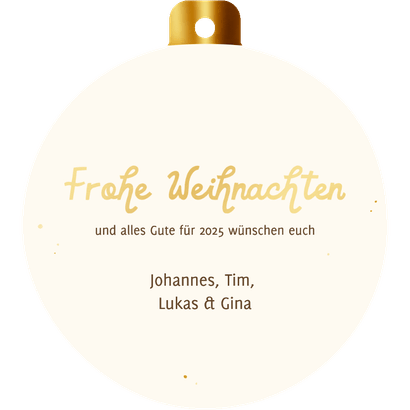 Weihnachtskarte goldene Weihnachtskugel mit Foto Rückseite