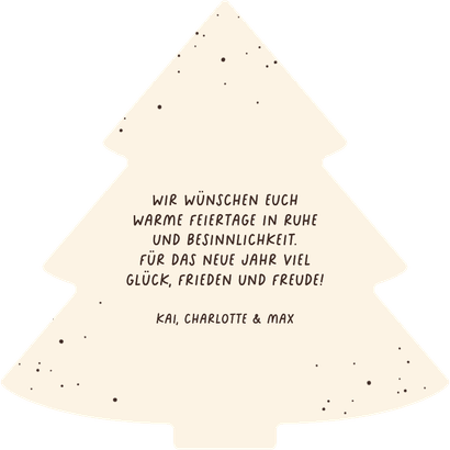 Weihnachtskarte Hund mit Mütze Weihnachtsbaum  Rückseite