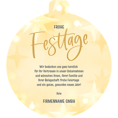 Weihnachtskarte Kugel-From 'Frohe Festtage' Christbaumkugel Rückseite