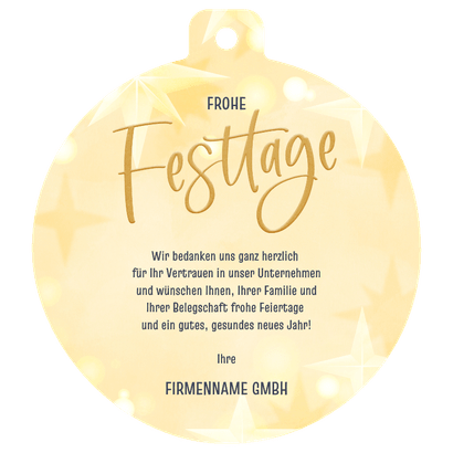 Weihnachtskarte Kugel-From 'Frohe Festtage' Christbaumkugel Rückseite