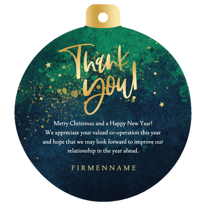 Weihnachtskarte Kugel 'Merry Christmas' internationale Grüße Rückseite