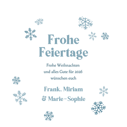 Weihnachtskarte Kugelform Christbaumkdeko Foto Schnee Rückseite