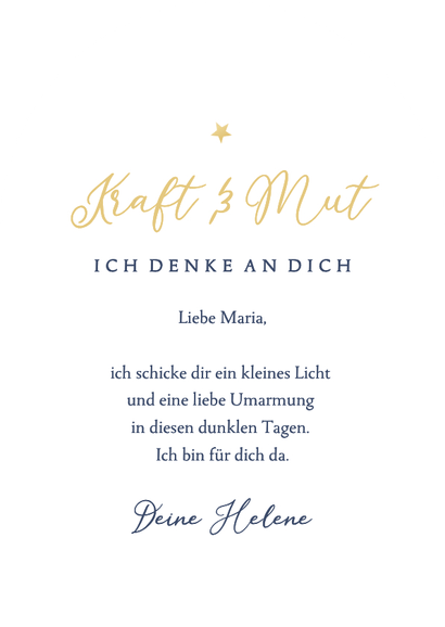 Weihnachtskarte Lichtblicke 6 Kerzen Bogenform Rückseite