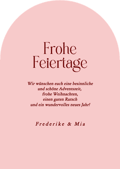 Weihnachtskarte mit Foto Bogenkarte Schleife Rückseite