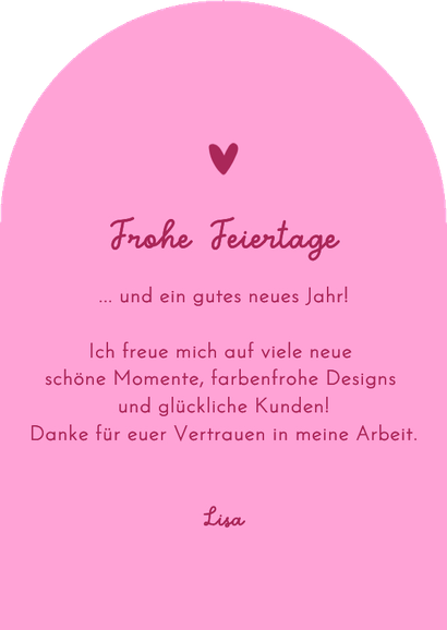 Weihnachtskarte Nagelstudio Nagellack farbenfroh Bogenkarte Rückseite