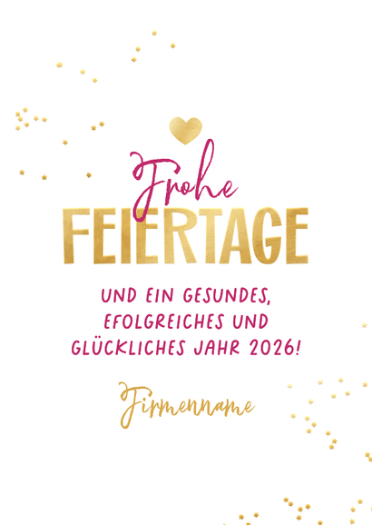 Weihnachtskarte pink Bogenkarte 'Frohes Fest' Lichteffekt Rückseite