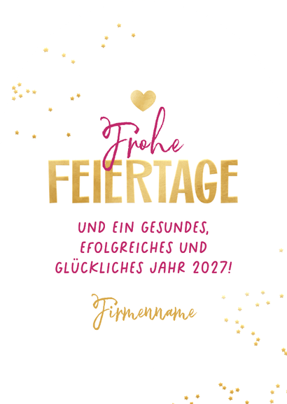 Weihnachtskarte pink Bogenkarte 'Frohes Fest' Lichteffekt Rückseite