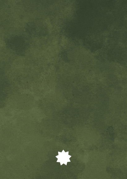 Weihnachtskarte Tannenbaum '26 und Sterne in Gold Rückseite