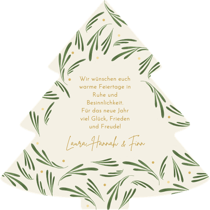 Weihnachtskarte Tannenzweige Weihnachtsbaum-Form Rückseite