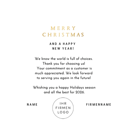 Weihnachtskarte Weihnachtsbaum Form schwarz mit Goldoptik Rückseite