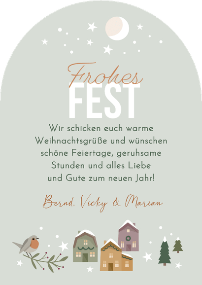 Weihnachtskarte Weihnachtshäuschen Rückseite