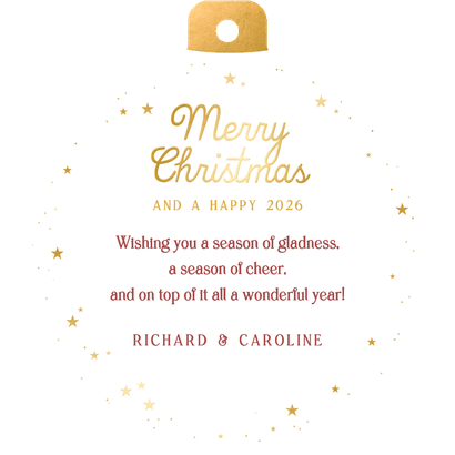 Weihnachtskarte Weihnachtskugel mit Sprachen Rückseite