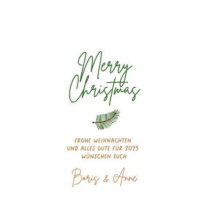 Weihnachtskarte Zweige Kranz Papier Weihnachtskugel  Rückseite