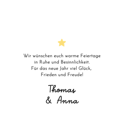 Weihnachtskranz Grußkarte Weihnachtskugel 'Merry Christmas' Rückseite