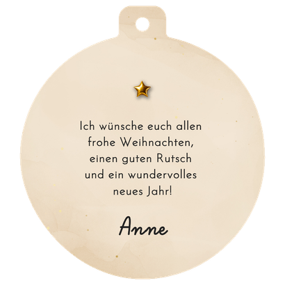 Weihnachtskugel Fotokarte 2026 Folienballons Rückseite