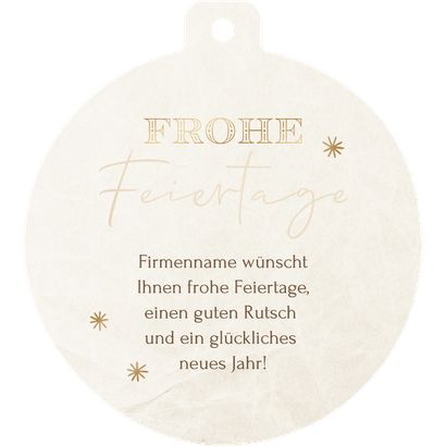 Weihnachtskugel-Karte mit Weltkarte 2026 beige gold Rückseite