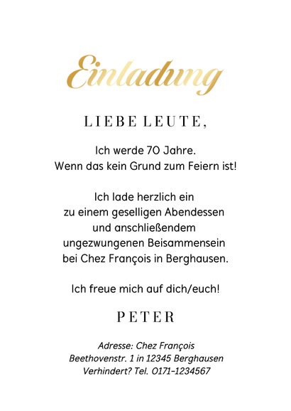 3 Fotos Einladungskarte 70. Geburtstag 3