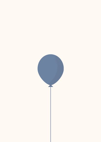 Babyshower Einladungskarte blaue Luftbllons auf Beige Rückseite
