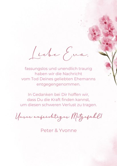 Beileidsbekundung mit zartem rosa Vergissmeinnicht 3