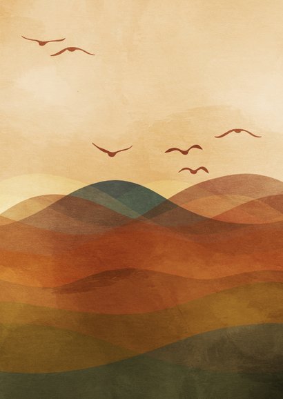 Beileidskarte Aquarell Landschaft Vögel und Hügel 2