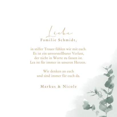 Beileidskarte Aquarell und Eukalyptus 3