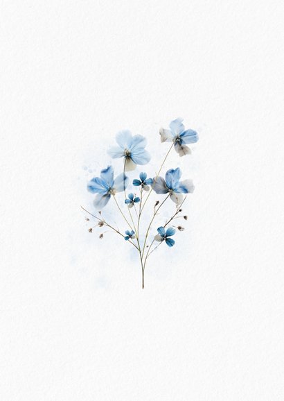 Beileidskarte blaue Aquarellblumen Vergissmeinnicht 2