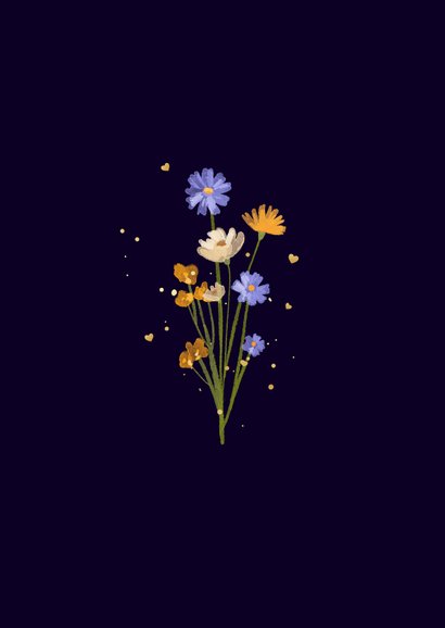 Beileidskarte dunkel Blumen 'Sorry for your loss' Englisch 2