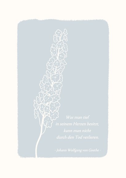 Beileidskarte Hellblau Blume Linienzeichnung schlicht 2