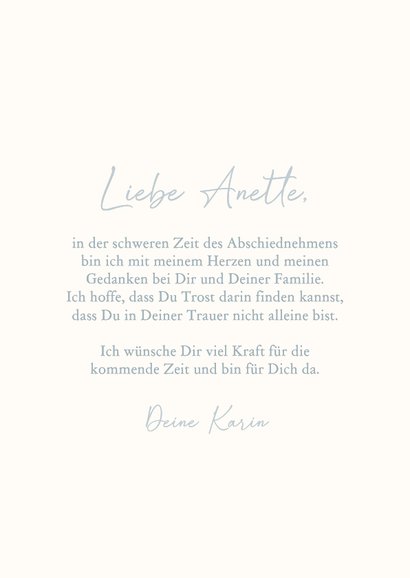 Beileidskarte Hellblau Blume Linienzeichnung schlicht 3