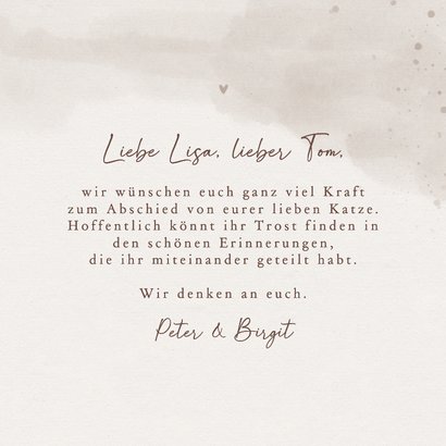 Beileidskarte Katze 'In Erinnerung' mit Foto und Pfote  3