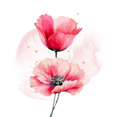 Beileidskarte Mohnblumen Aquarell Englisch 2